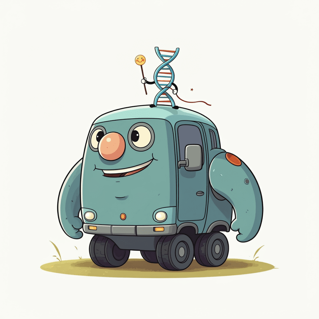 유전자를 태우고 달리는 인간이라는 생존 기계 일러스트